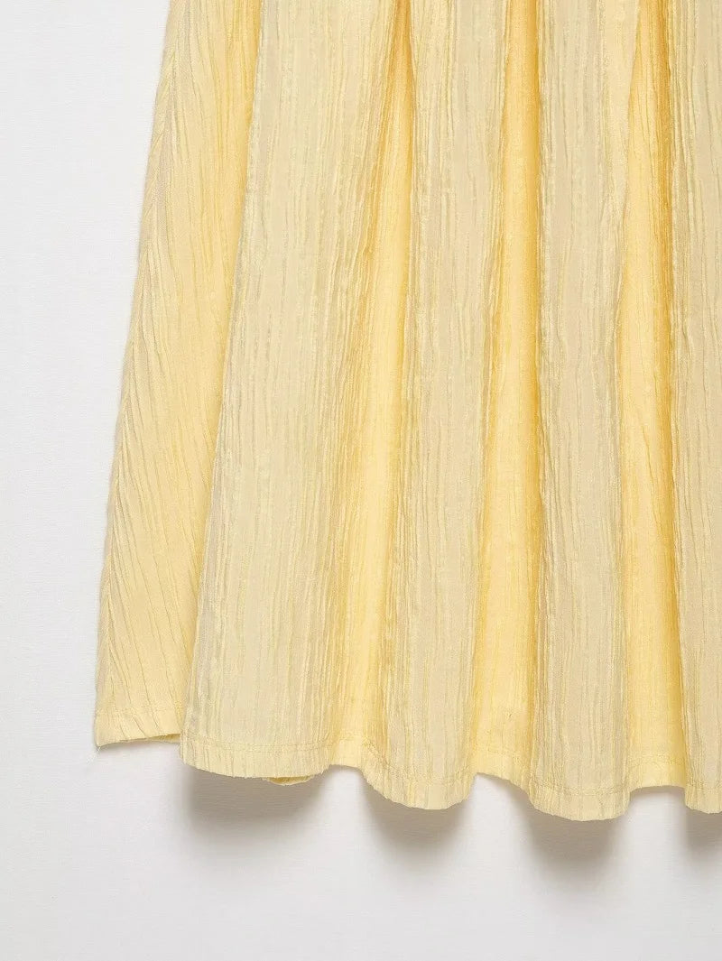 Pleated Strap Midi Summer Dress