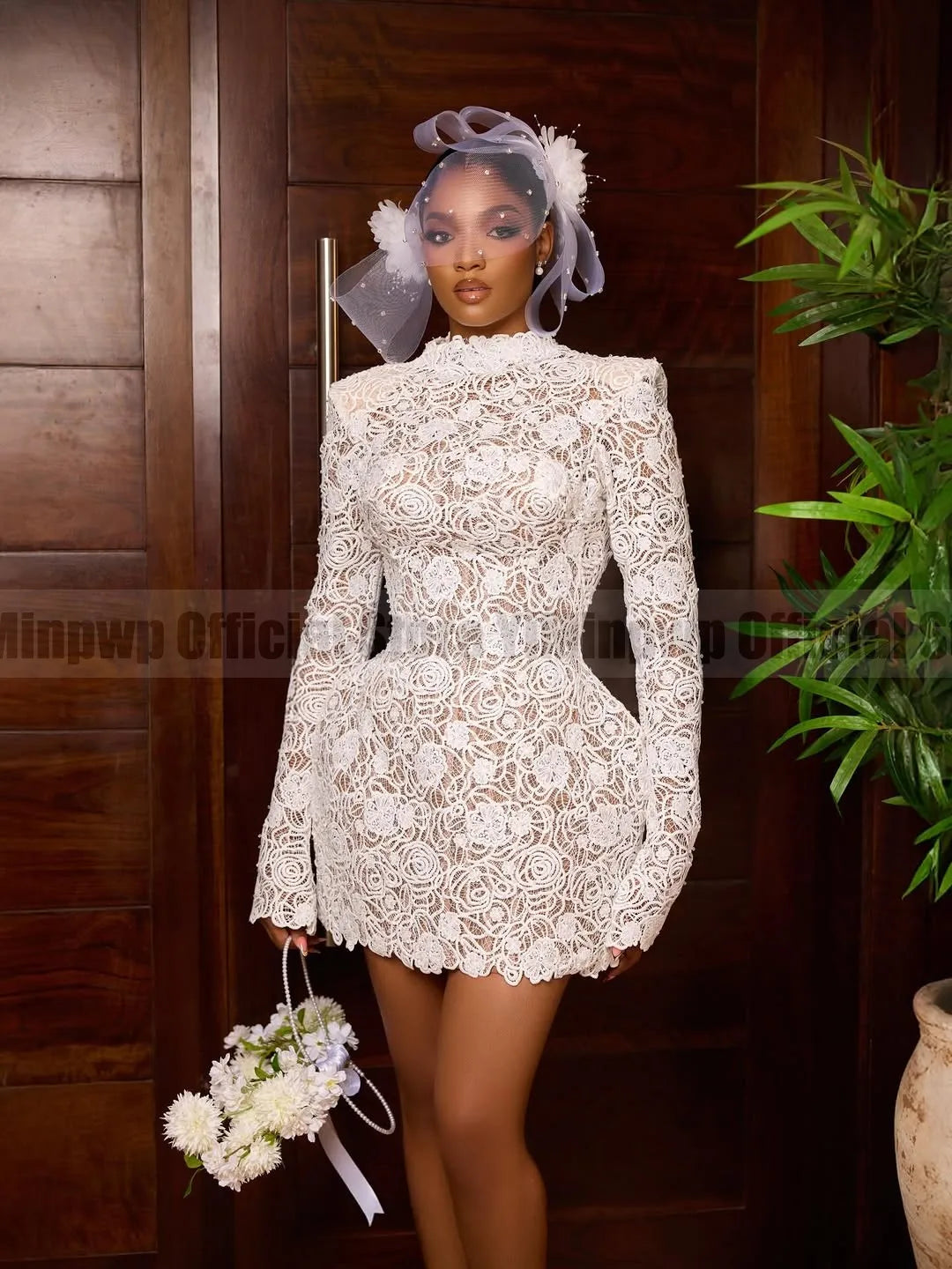 New Short Wedding Dresses for Bride 2026 Long Sleeve Civil Mini Engagement Ceremony Party Gown Bridal Shower Dress Customized