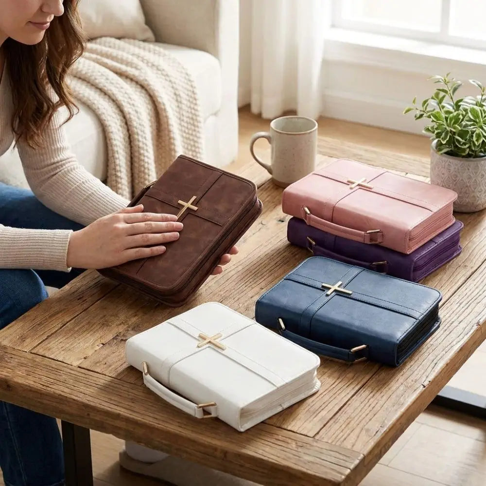 Cross Design Vegan Leather Bible Cover