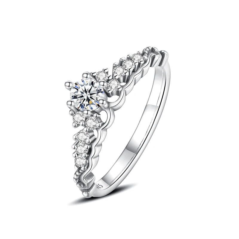 Original 925 Sterling Silver Ring Love Heart Wishbone Moon Sun Rings Crystal Rose Gold For Women Wedding Gift Luxury Jewelry