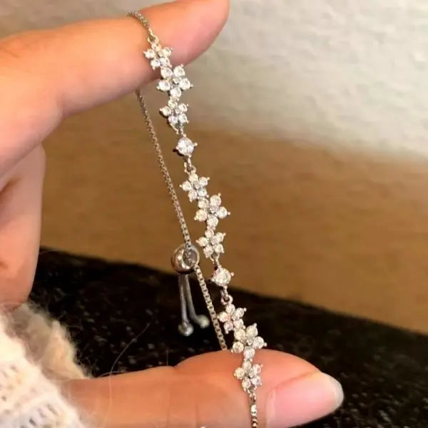Luxury Geometric Gold Plated Zircon Bracelet for Women Versatile Adjustable Square Bracelet Christmas Party Wedding Jewelry Gift