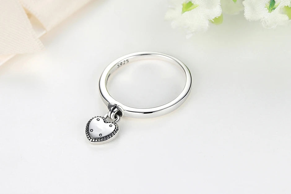 Original 925 Sterling Silver Ring Love Heart Wishbone Moon Sun Rings Crystal Rose Gold For Women Wedding Gift Luxury Jewelry