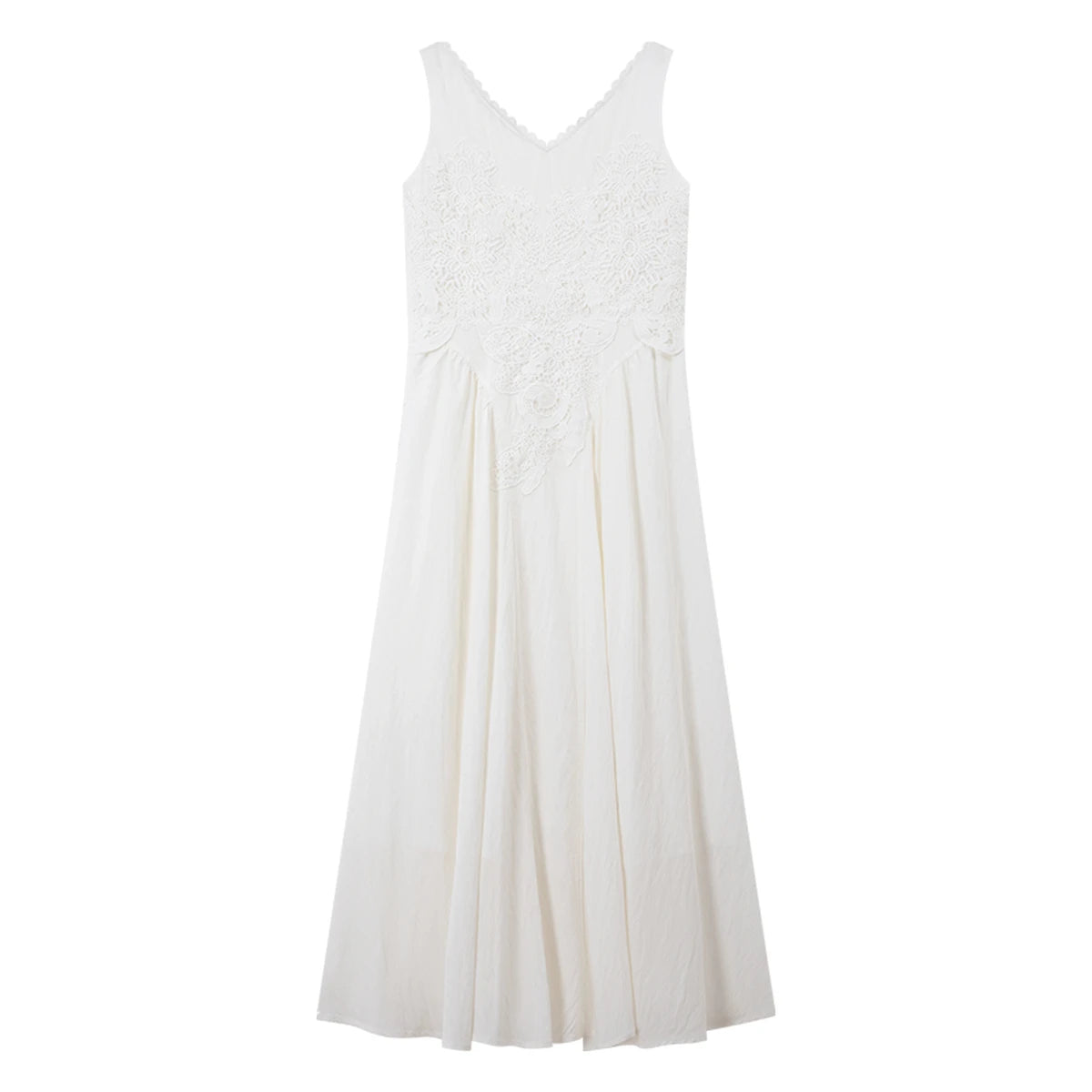French Lace Trim A-Line Dress