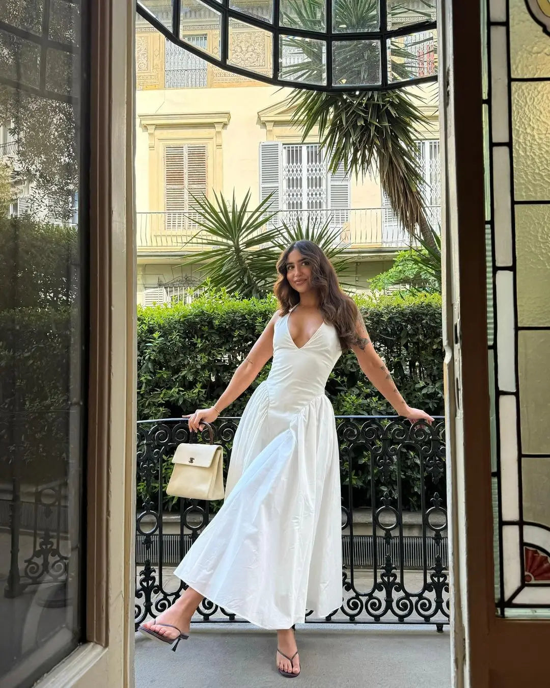 Sexy Backless Halter A-Line Dress