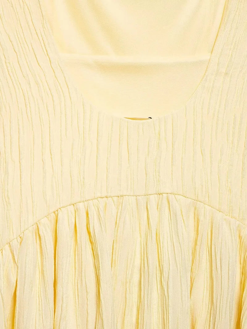 Pleated Strap Midi Summer Dress