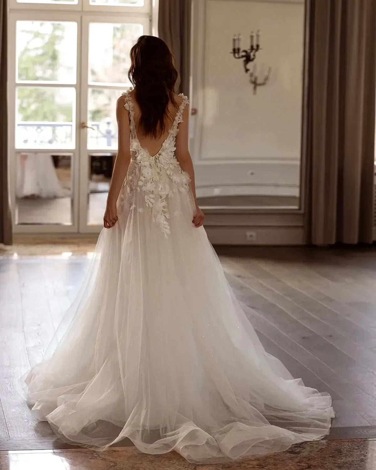 3D Floral A-Line Wedding Dress
