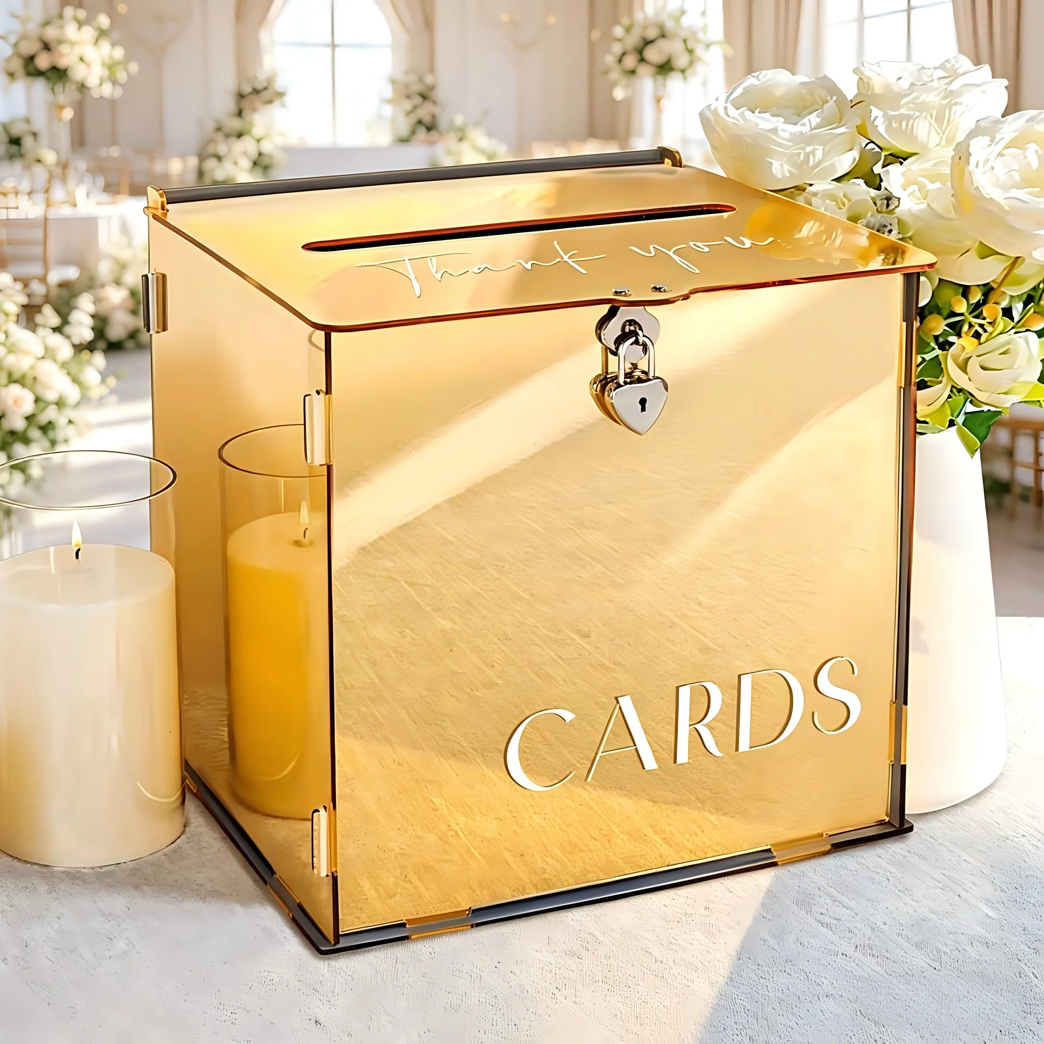 Gold Mirror Acrylic Card Box