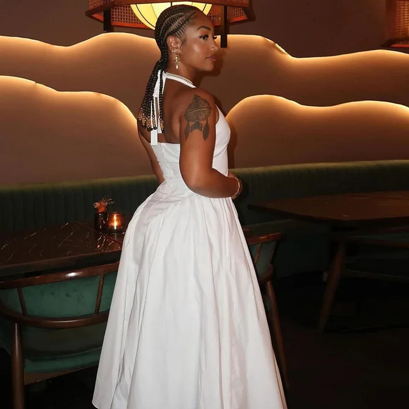 Sexy Backless Halter A-Line Dress