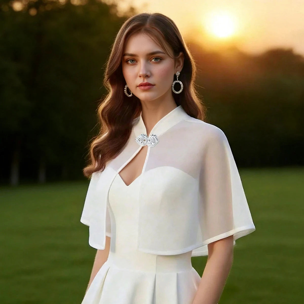 Women's Soft Chiffon Shawl Wraps Shrug for Evening Dress Wedding Cape Bolero Flapper Cover Up