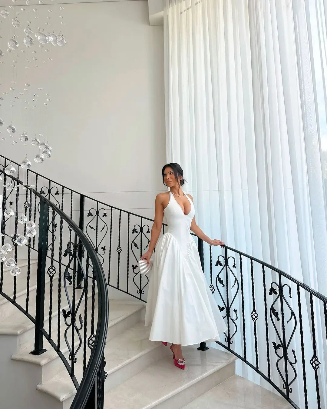 Sexy Backless Halter A-Line Dress