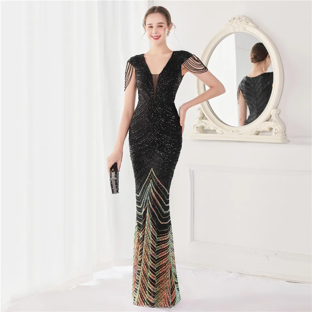 Beaded Mermaid Formal Evening Dress