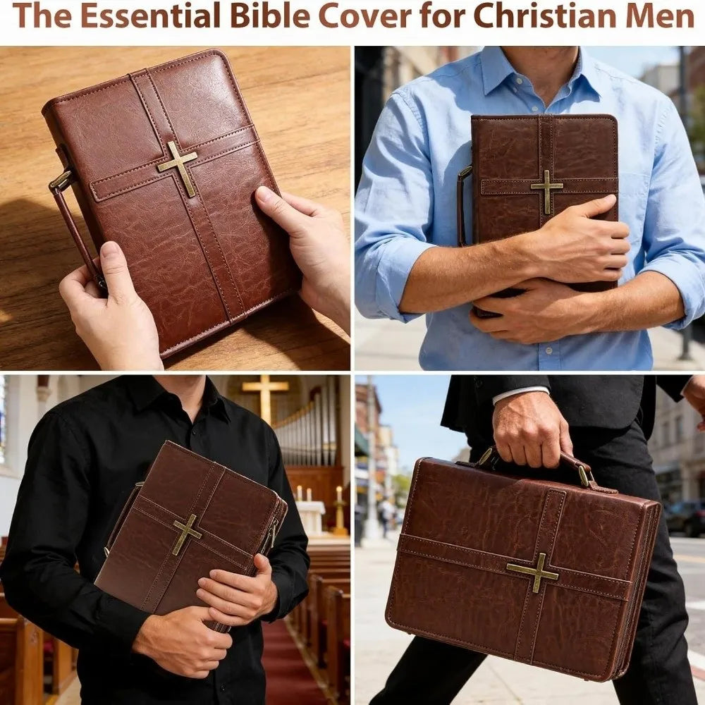 Cross Design Vegan Leather Bible Cover