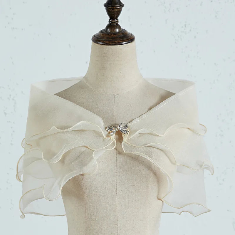 Bridal Shawl with Removable Shoulder Straps Wedding Party Dress Arm Covering Shawl Elegant Wedding Guze