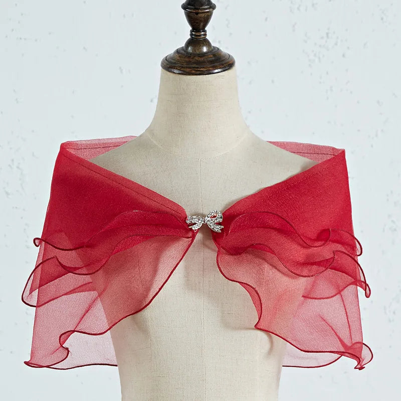 Bridal Shawl with Removable Shoulder Straps Wedding Party Dress Arm Covering Shawl Elegant Wedding Guze
