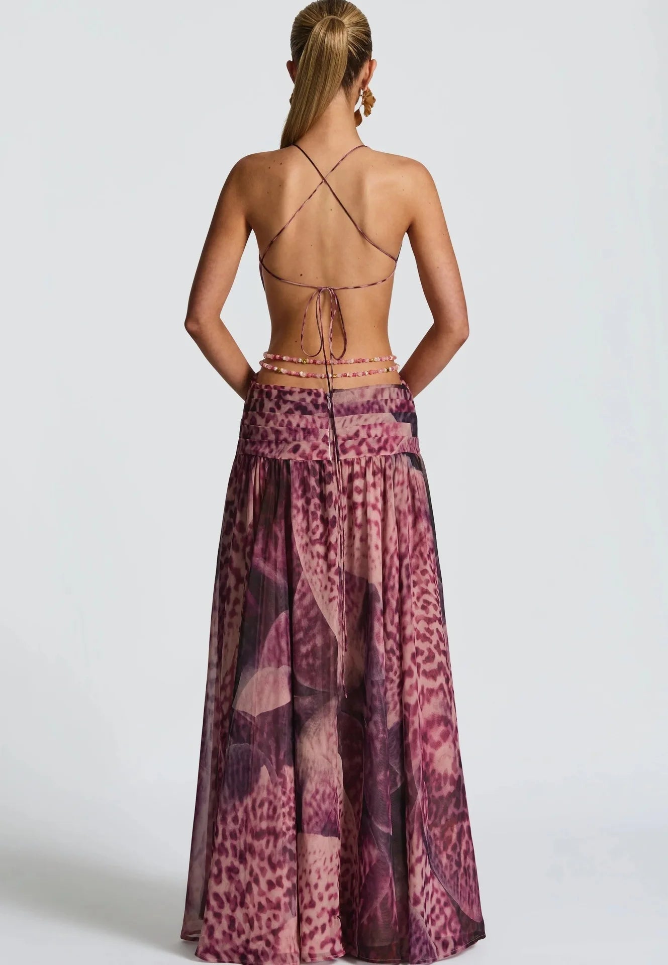 Townlike Leopard A-line Maxi Long Dress Women Halter 2026 Spring Summer Dress Deep V Neck Split Nightclub Sexy Party Dresses
