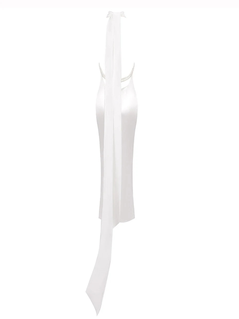 Pearl Chain Halter Maxi Dress