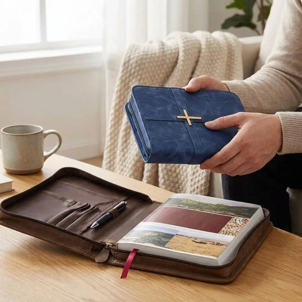 Cross Design Vegan Leather Bible Cover
