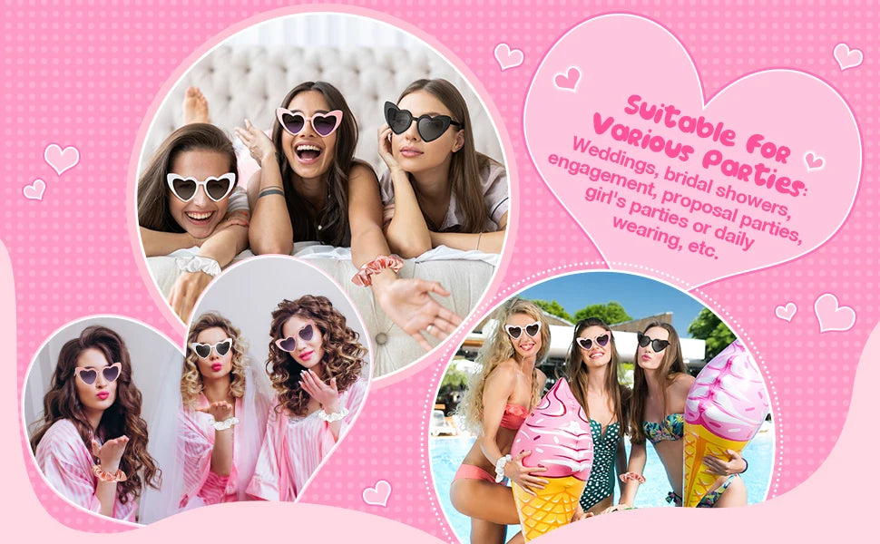 Bachelorette Party Favors Heart Sunglasses Satin Hair Scrunchies Bridesmaid Proposal Box Fillers Bridal Shower Gifts Photo Props