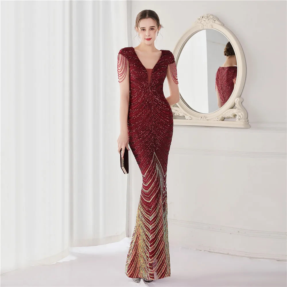 Beaded Mermaid Formal Evening Dress