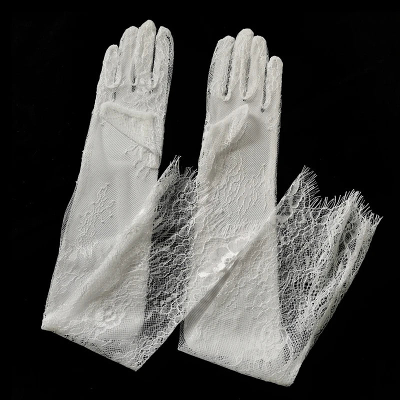 White Lace Bridal Gloves