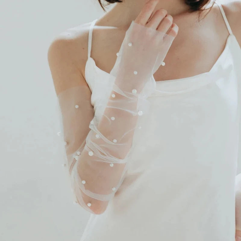 White Lace Bridal Gloves