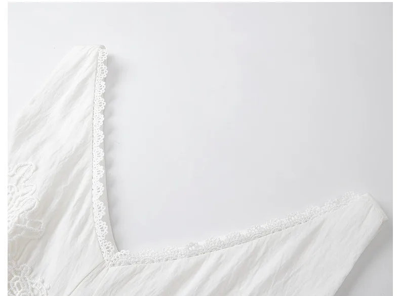 French Lace Trim A-Line Dress