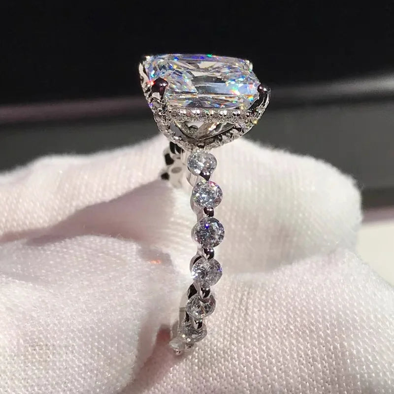 Bling Delicate 2pcs/set Rings Square Cut Shiny Cubic zirconia Rings For Women Bridal Wedding Ring Set Party Banquet Valentine Gift Wedding Engagement Promise Bride eternity Ring Anniversary Ring
