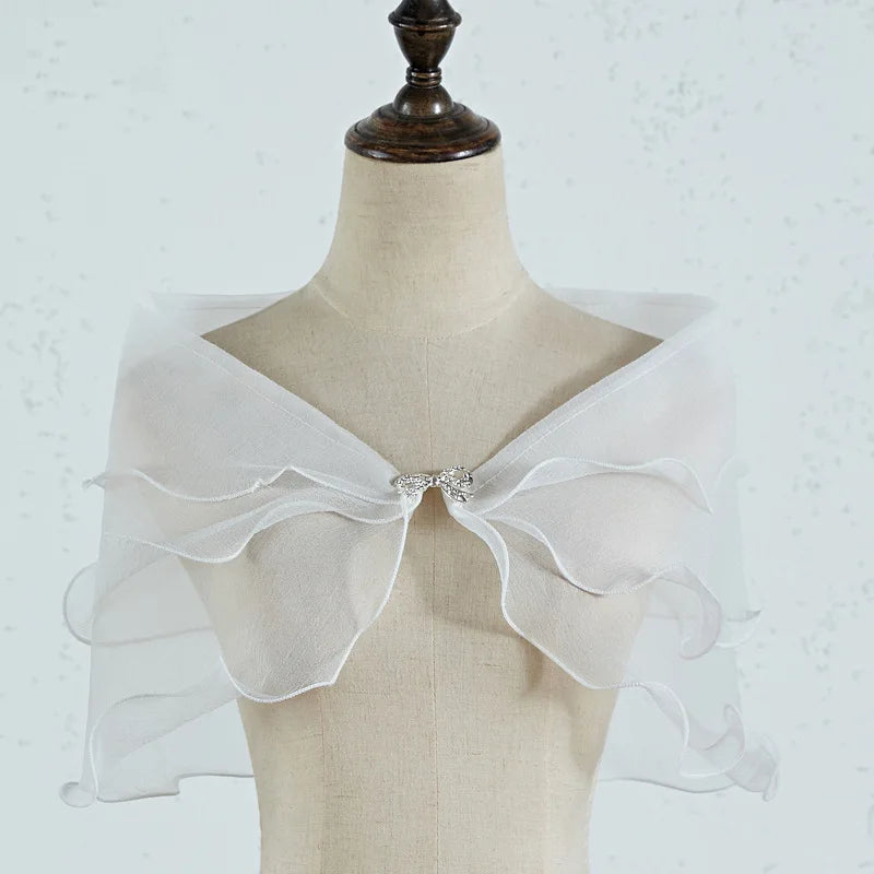 Bridal Shawl with Removable Shoulder Straps Wedding Party Dress Arm Covering Shawl Elegant Wedding Guze