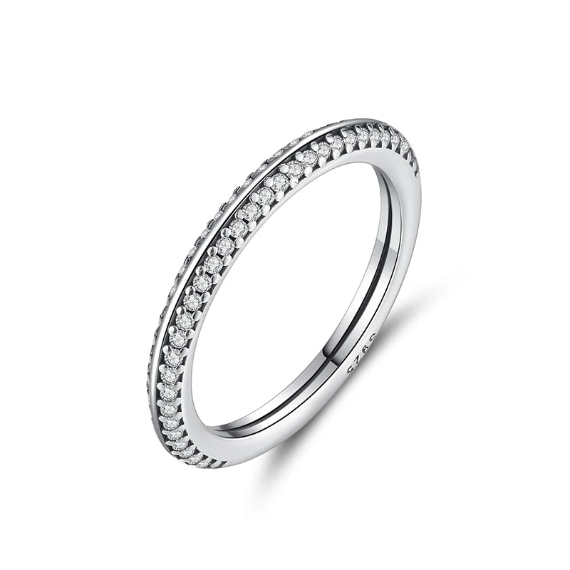 Original 925 Sterling Silver Ring Love Heart Wishbone Moon Sun Rings Crystal Rose Gold For Women Wedding Gift Luxury Jewelry