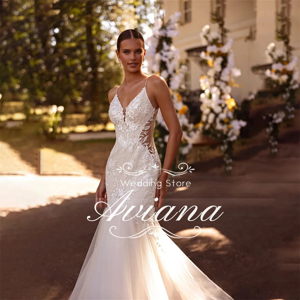 Spaghetti Strap Mermaid Wedding Dress
