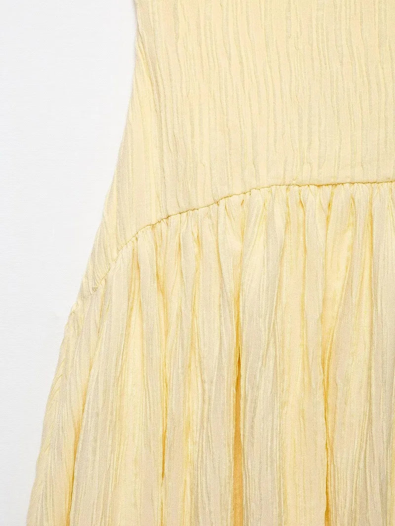 Pleated Strap Midi Summer Dress