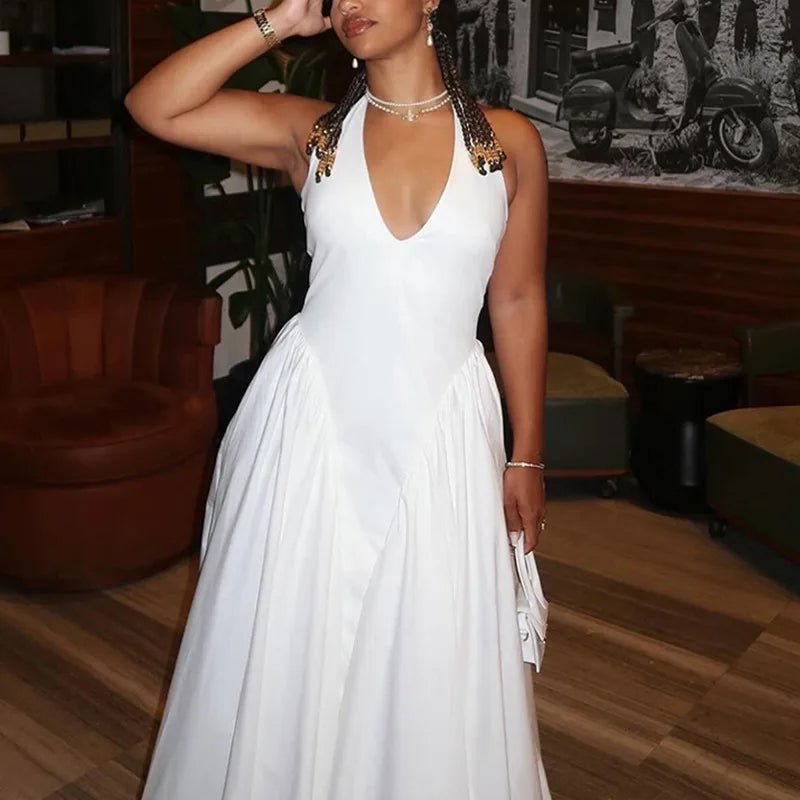Sexy Backless Halter A-Line Dress