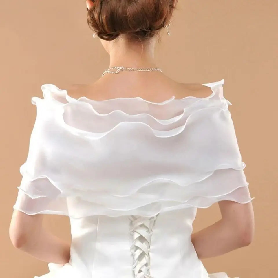 Women Casual Party Bow Rhinestones Lace Sleeve Shrug Wedding Cape Dress Cloak Bridal Shawl Banquet Summer Shawl