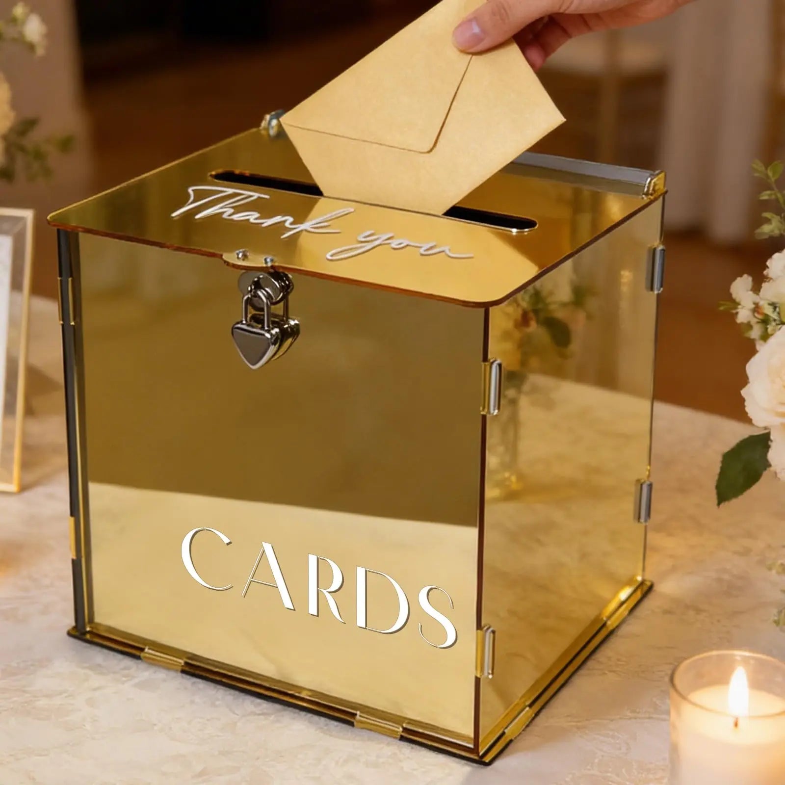 Gold Mirror Acrylic Card Box