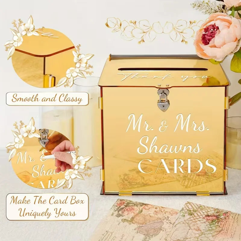 Gold Mirror Acrylic Card Box