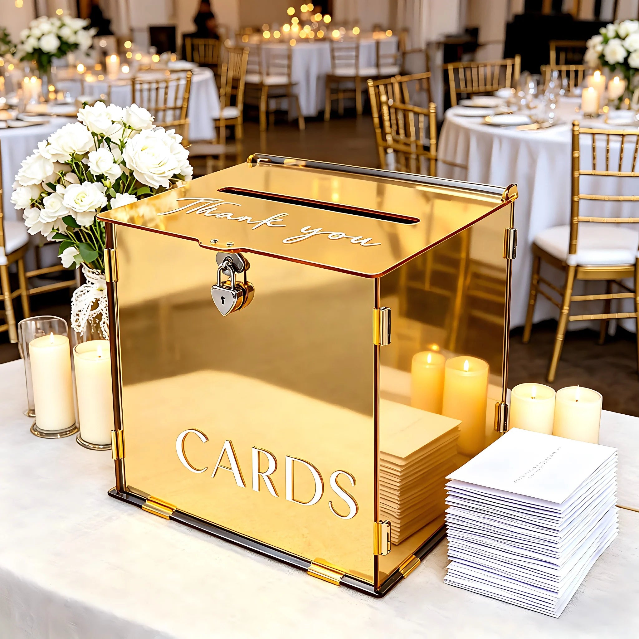 Gold Mirror Acrylic Card Box