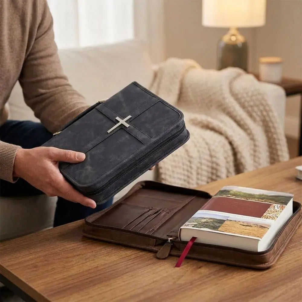 Cross Design Vegan Leather Bible Cover