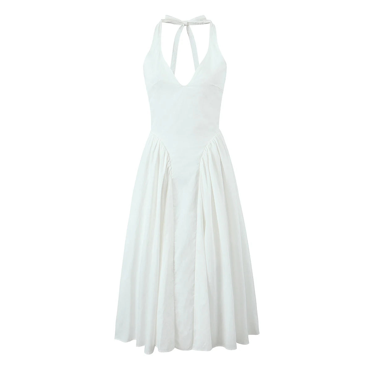 Vintage Halter Backless Midi Dress