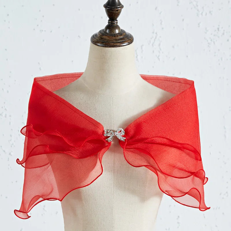 Bridal Shawl with Removable Shoulder Straps Wedding Party Dress Arm Covering Shawl Elegant Wedding Guze