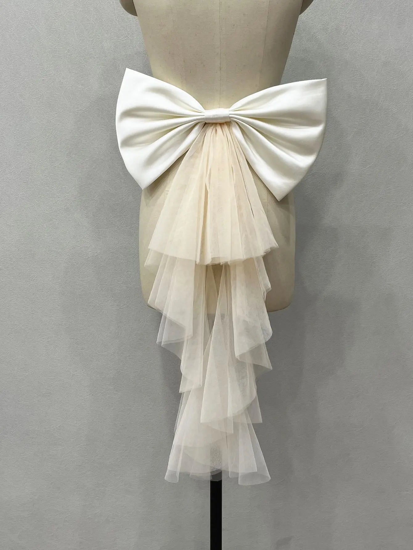 Elegant Detachable Satin Tulle Bow Wedding Dress Decorations Women's Dress Bridal Belt Big Satin Bow knots Accessories