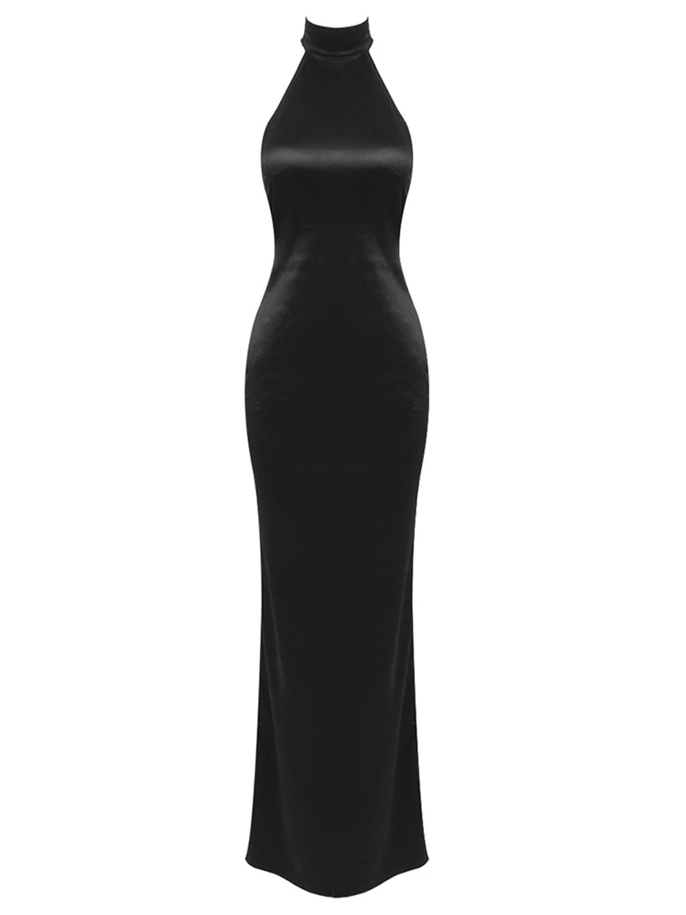 Pearl Chain Halter Maxi Dress