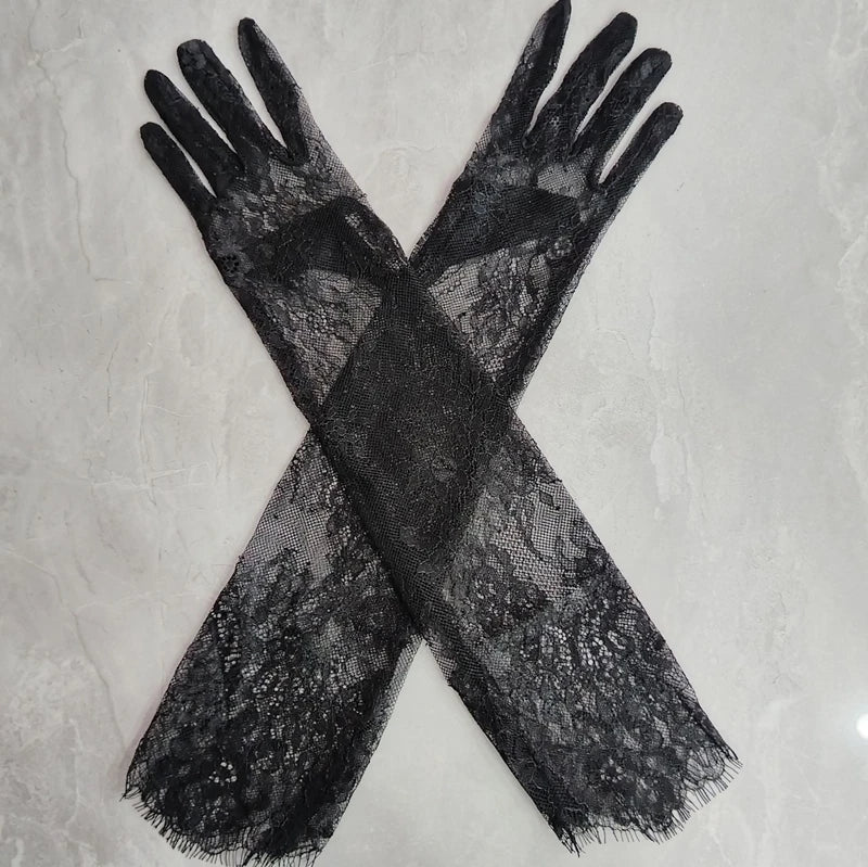 White Lace Bridal Gloves