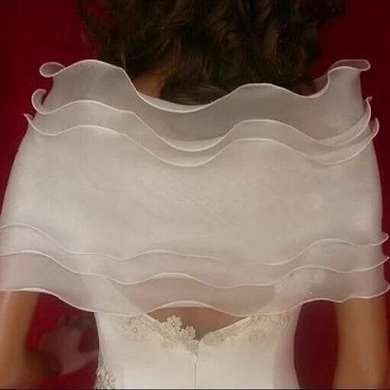 Women Casual Party Bow Rhinestones Lace Sleeve Shrug Wedding Cape Dress Cloak Bridal Shawl Banquet Summer Shawl