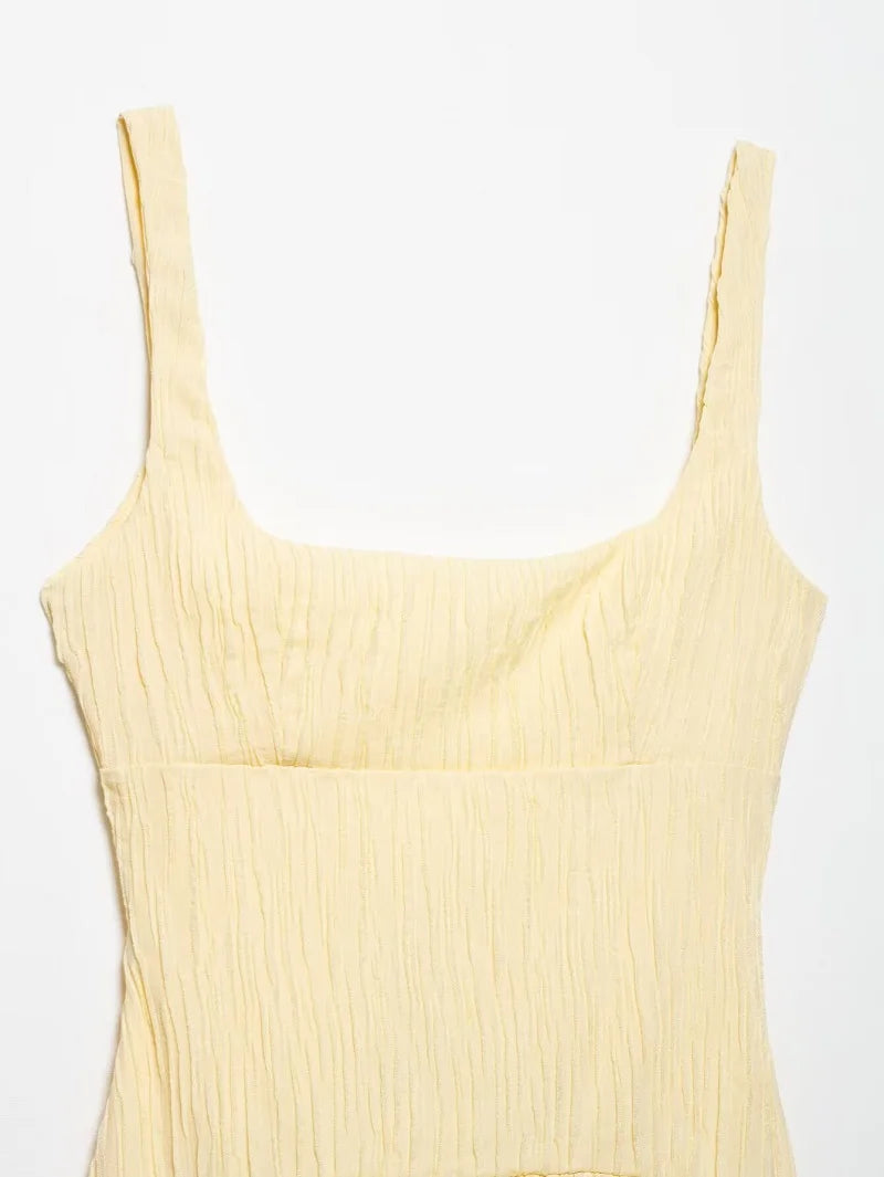 Pleated Strap Midi Summer Dress