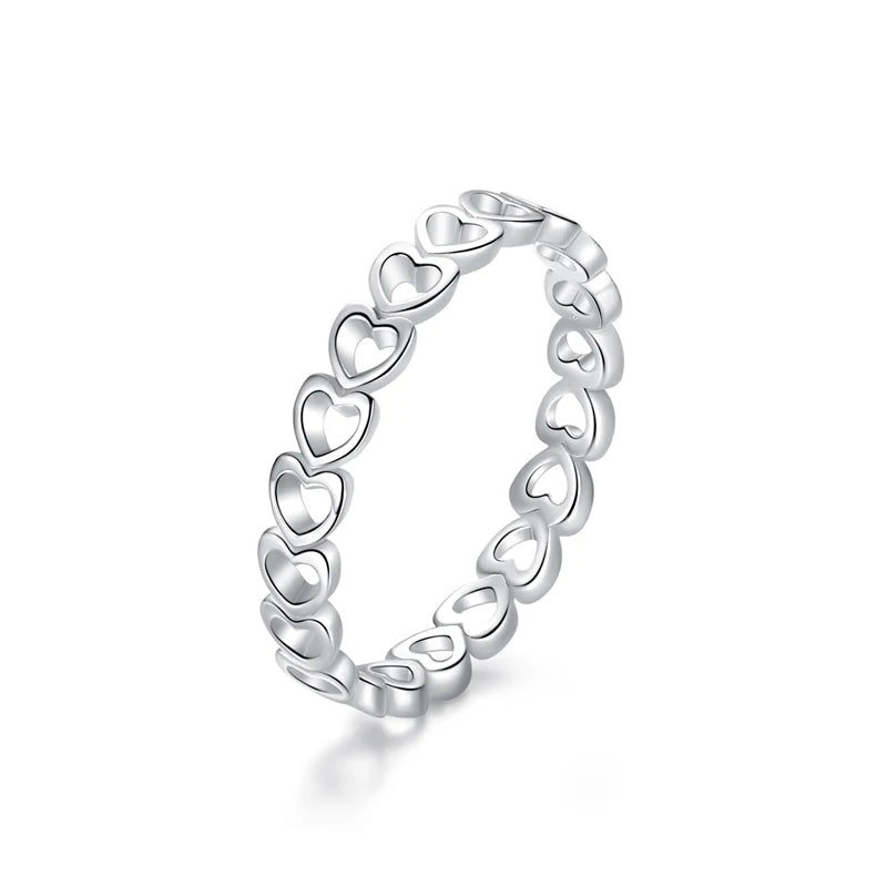 Original 925 Sterling Silver Ring Love Heart Wishbone Moon Sun Rings Crystal Rose Gold For Women Wedding Gift Luxury Jewelry