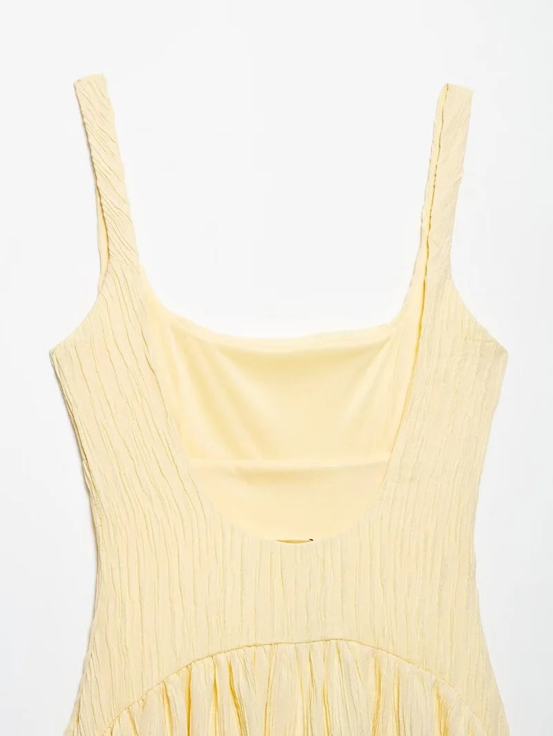 Pleated Strap Midi Summer Dress