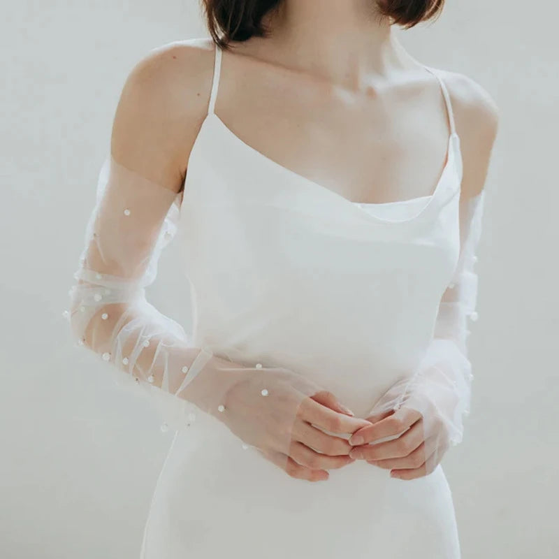White Lace Bridal Gloves