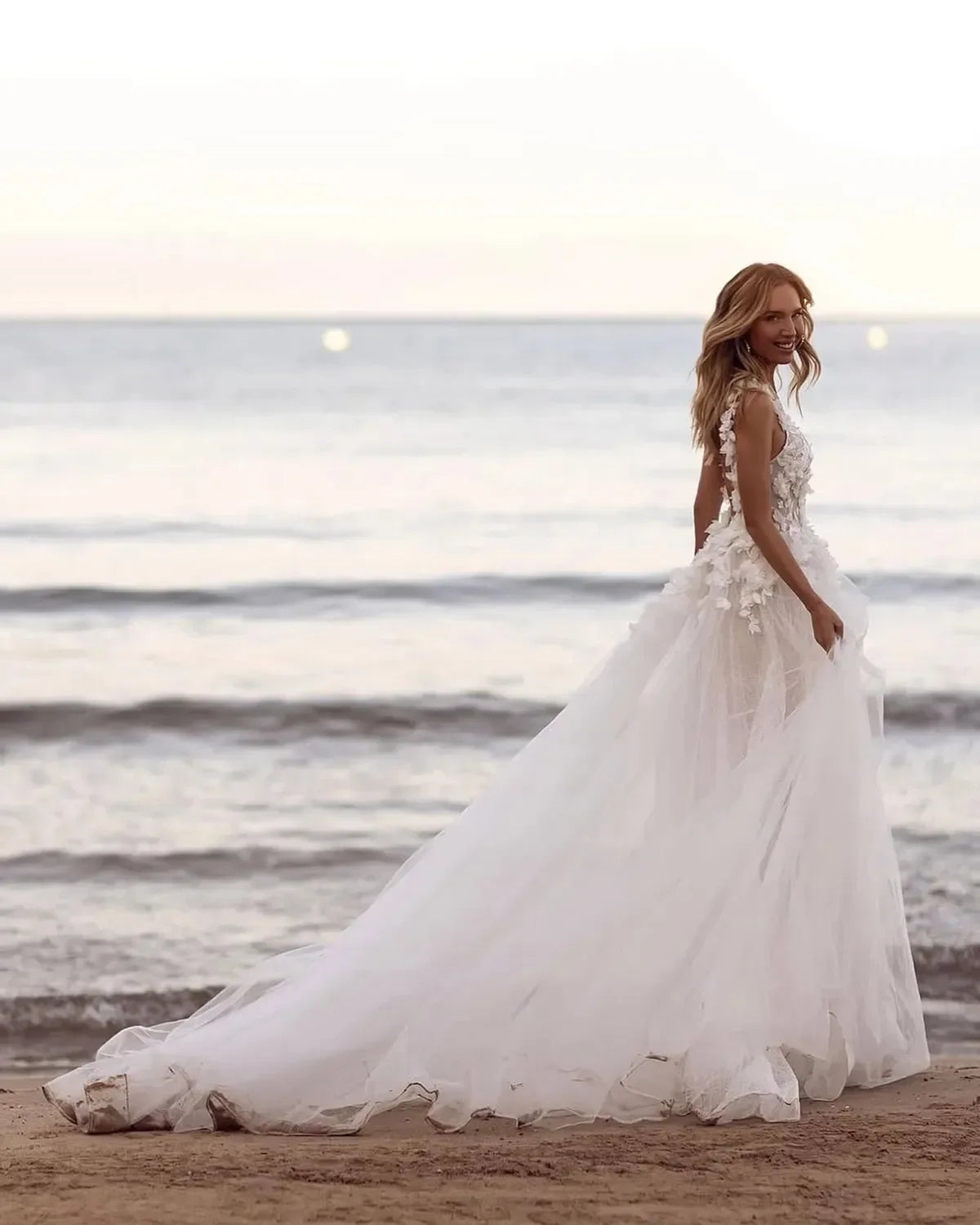 3D Floral A-Line Wedding Dress