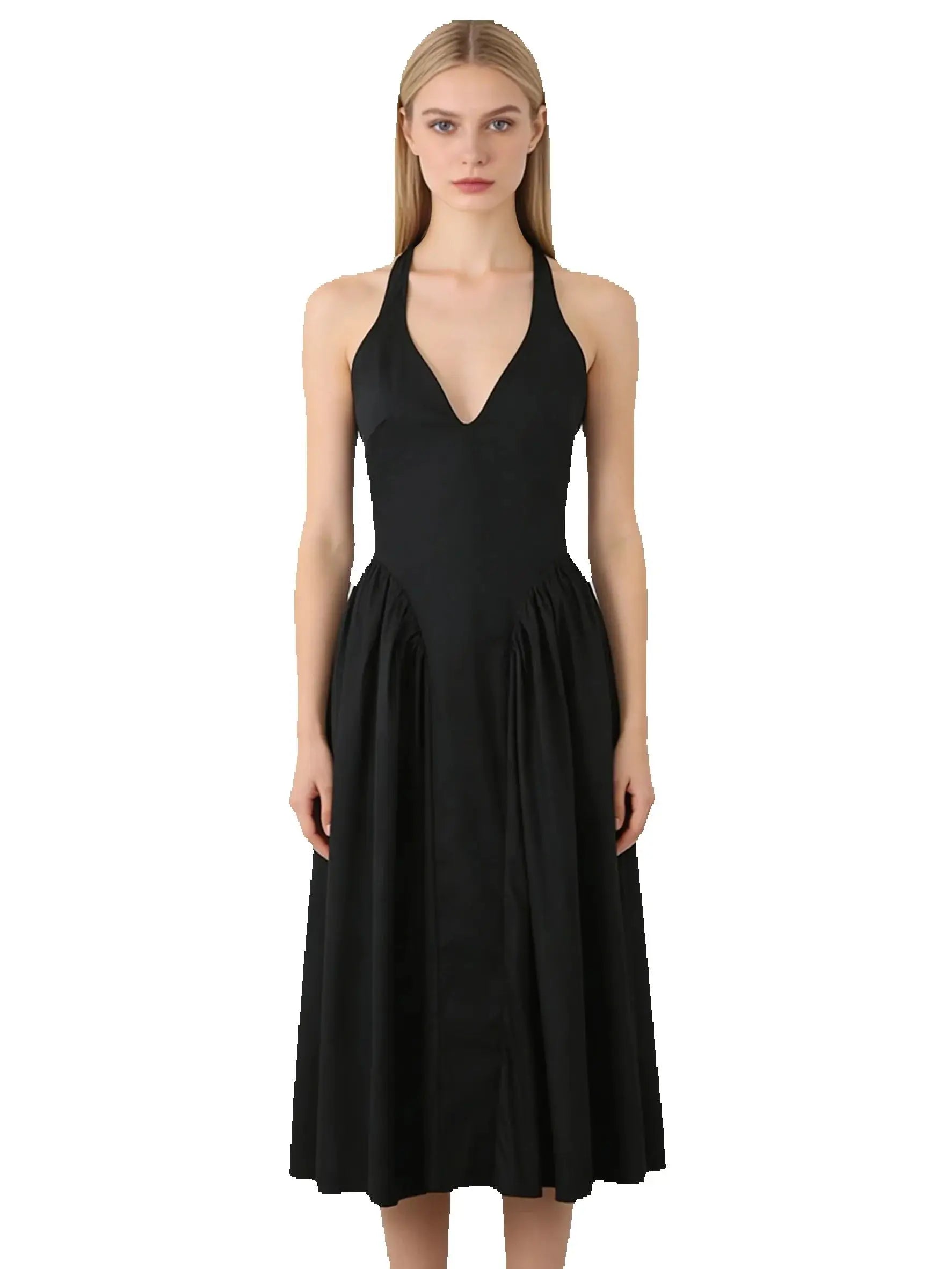Vintage Halter Backless Midi Dress
