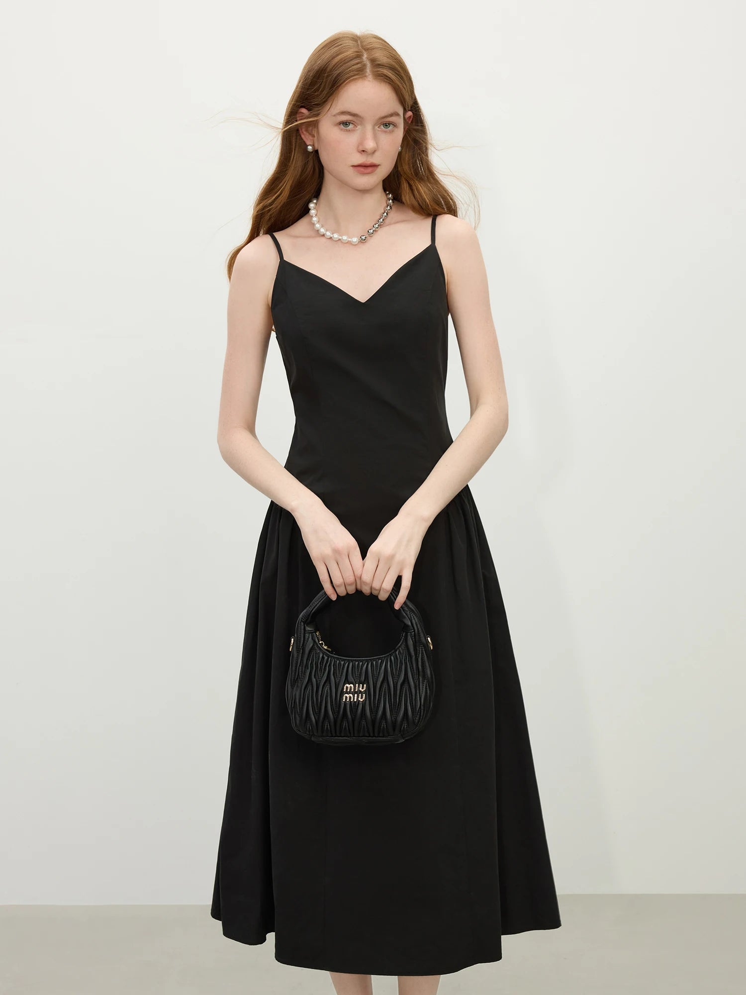 Cotton Strappy A-Line Midi Dress